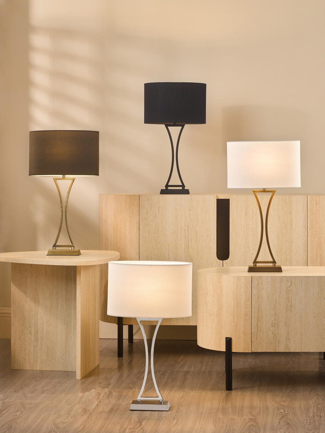 Dar OPO4142 Oporto Table Lamp Aged Brass With Shade