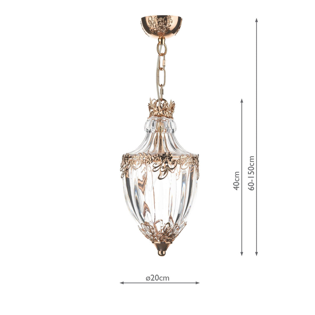 Dar OTT0135 Ottoman Lantern Polished Gold and Glass