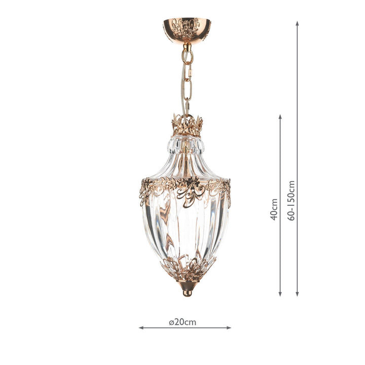 Dar OTT0135 Ottoman Lantern Polished Gold and Glass