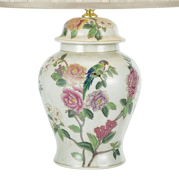 Dar PEO4255-DEG1629 Peony Table Lamp Multi Coloured Ceramic With Shade