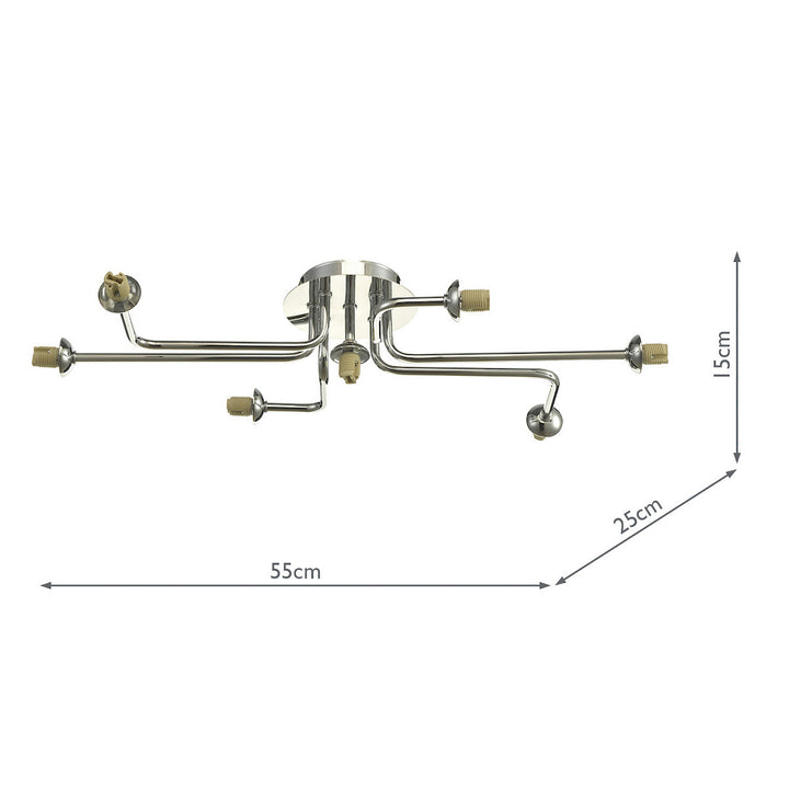 Dar REY3450-F Reyna 7 Light Semi-Flush Chrome Fitting Only (S)