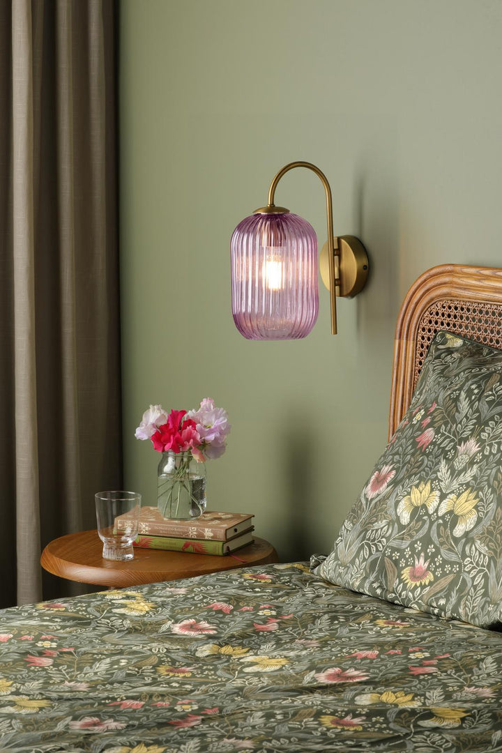 Dar SAW6503 Sawyer Easy Fit Pendant Pink Ribbed Glass
