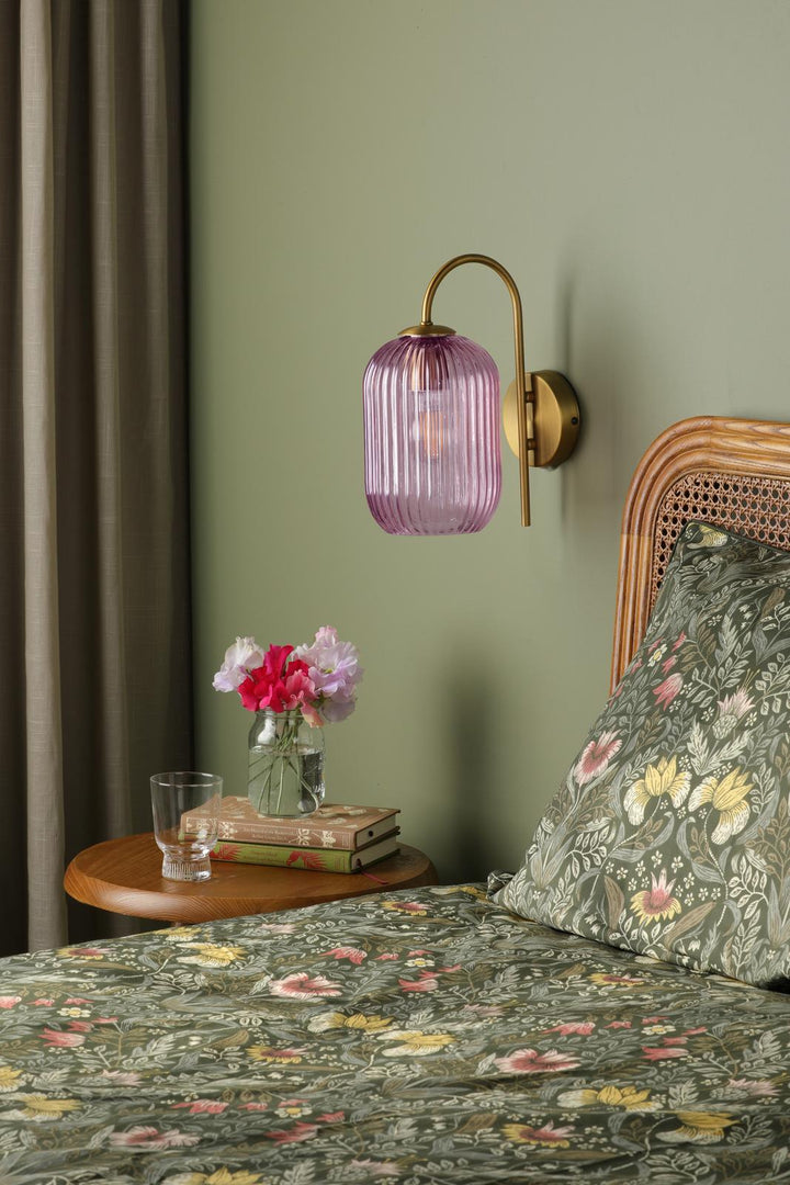 Dar SAW6503 Sawyer Easy Fit Pendant Pink Ribbed Glass