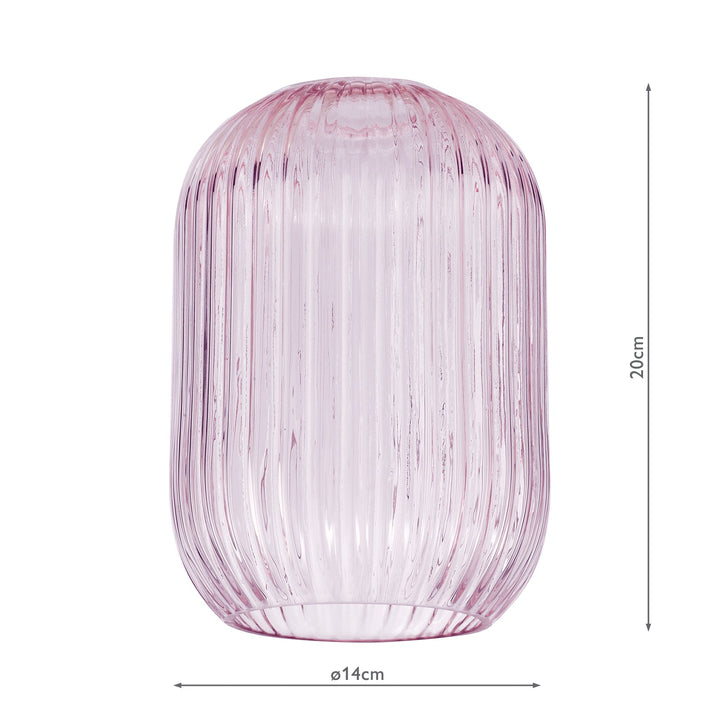 Dar SAW6503 Sawyer Easy Fit Pendant Pink Ribbed Glass