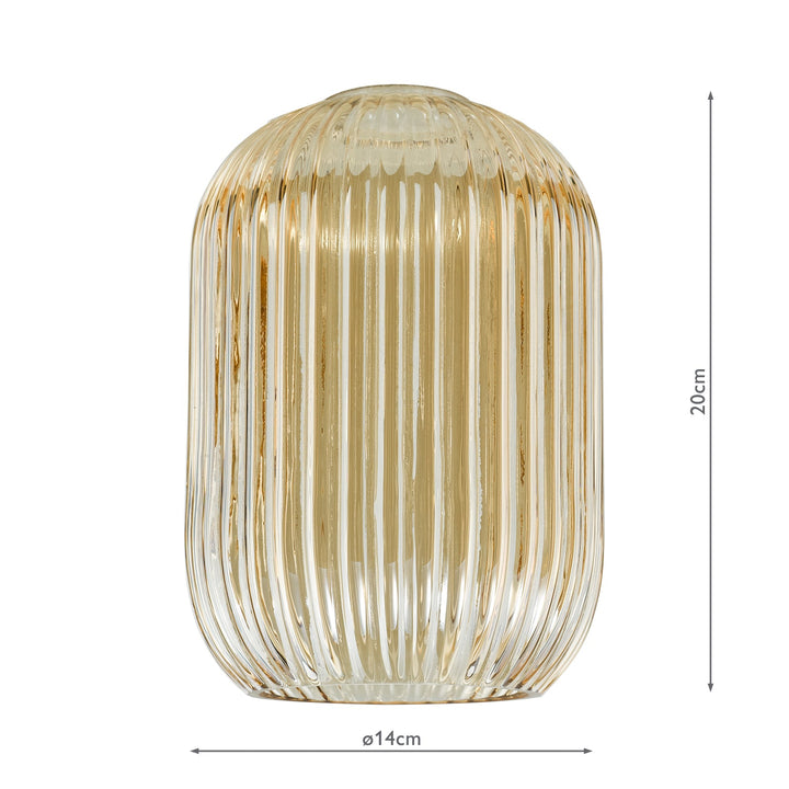 Dar SAW6506 Sawyer Easy Fit Pendant Champagne Ribbed Glass