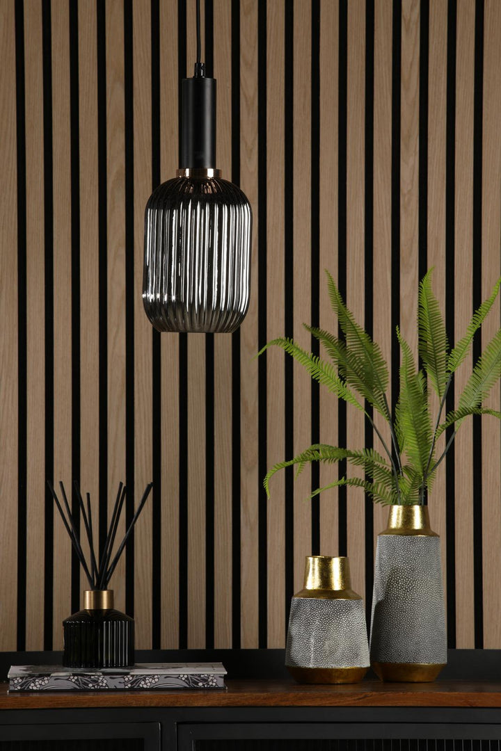 Dar SAW6510 Sawyer Easy Fit Pendant Smoked Ribbed Glass