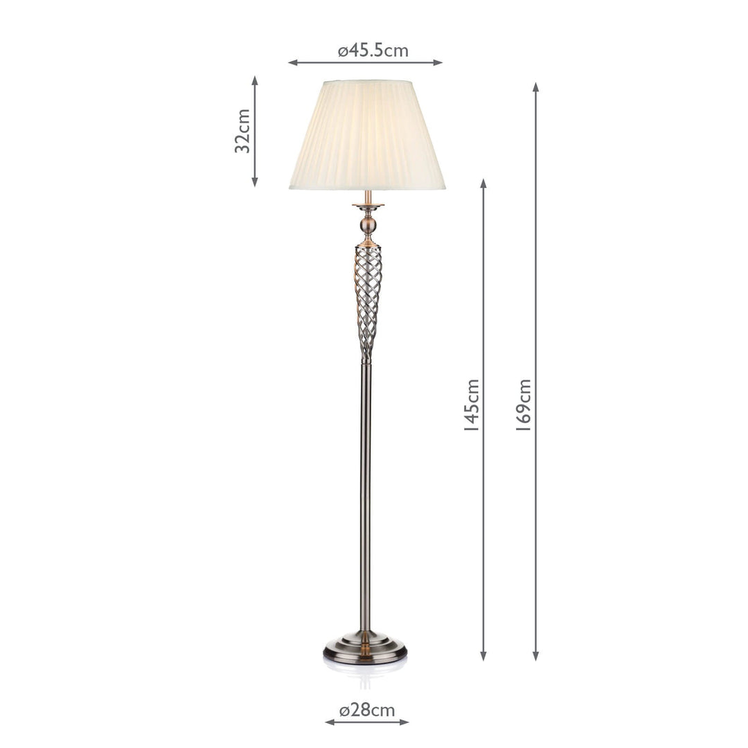 Dar SIA4946 Siam Floor Lamp Satin Chrome With Shade