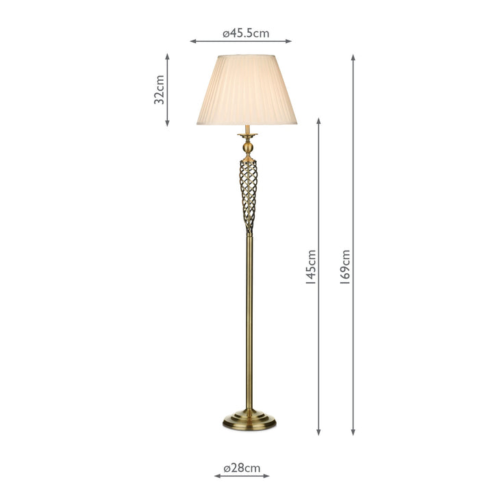 Dar SIA4975 Siam Floor Lamp Antique Brass With Shade