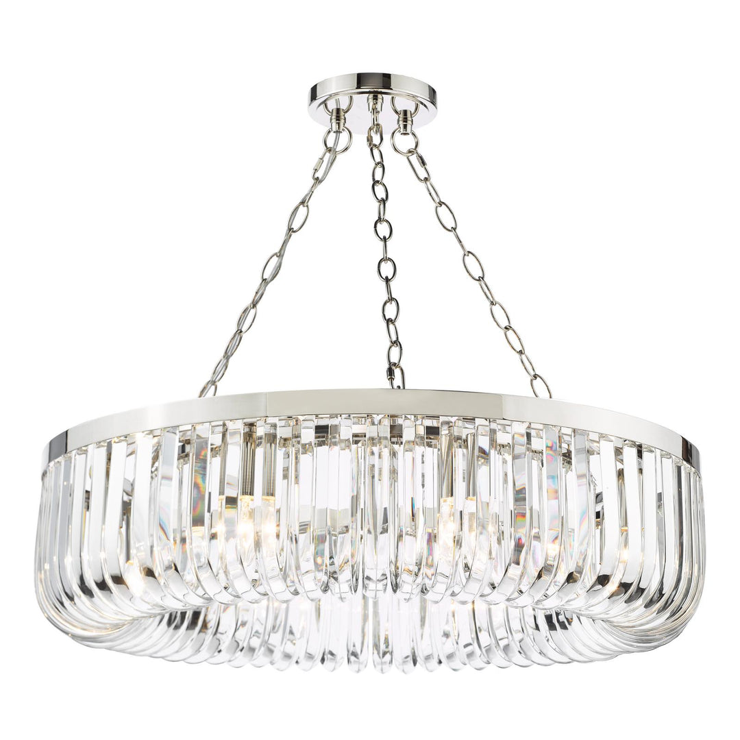 Dar SIG0838 Sigourney 8 Light Pendant Polished Nickel and Crystal