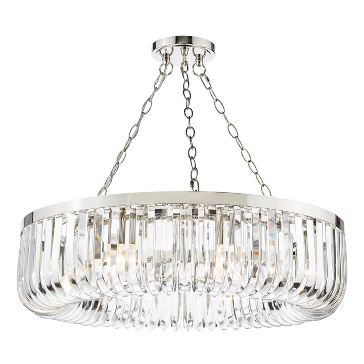 Dar SIG0838 Sigourney 8 Light Pendant Polished Nickel and Crystal