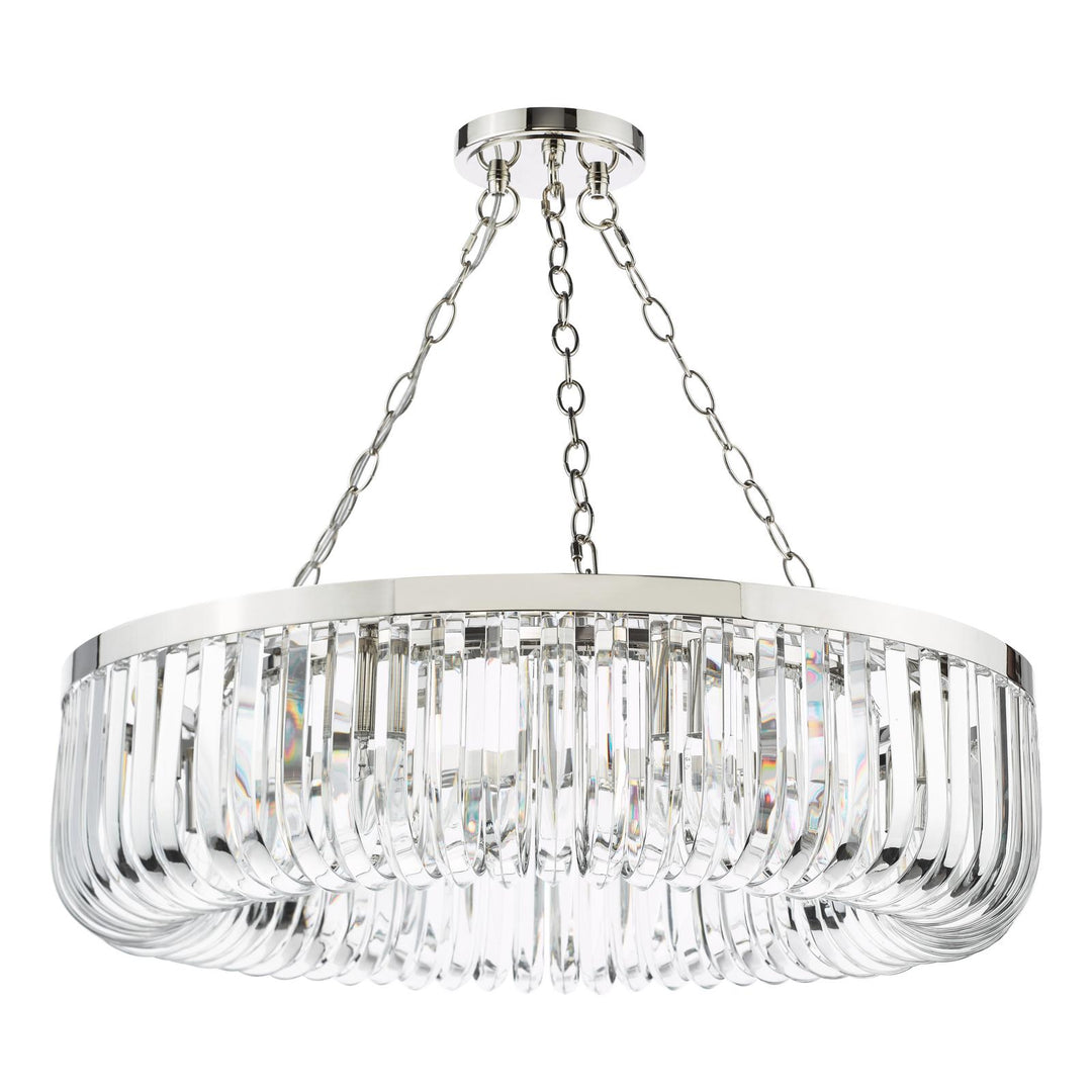 Dar SIG0838 Sigourney 8 Light Pendant Polished Nickel and Crystal