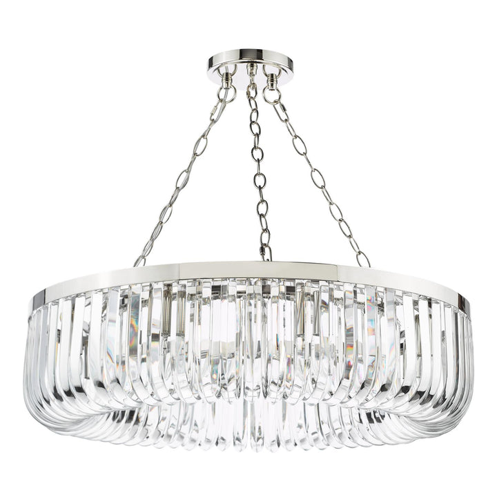 Dar SIG0838 Sigourney 8 Light Pendant Polished Nickel and Crystal