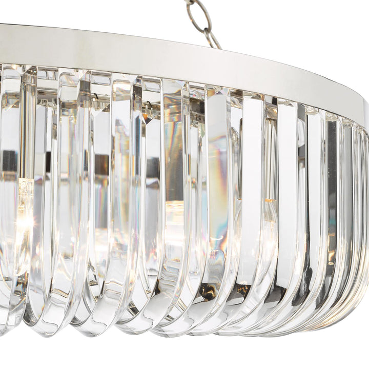 Dar SIG0838 Sigourney 8 Light Pendant Polished Nickel and Crystal