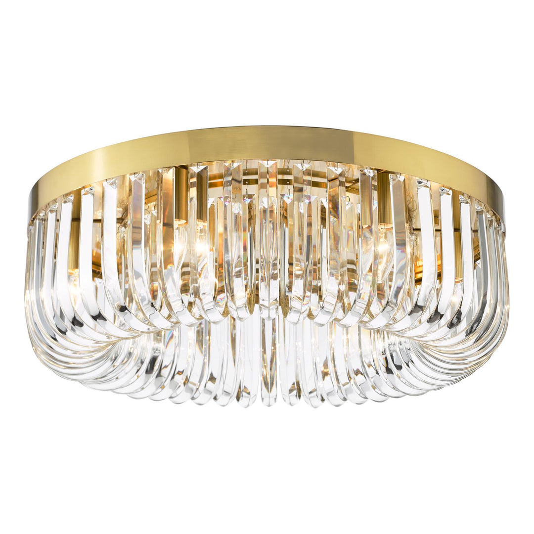 Dar SIG6435 Sigourney 6 Light Flush Satin Gold and Crystal