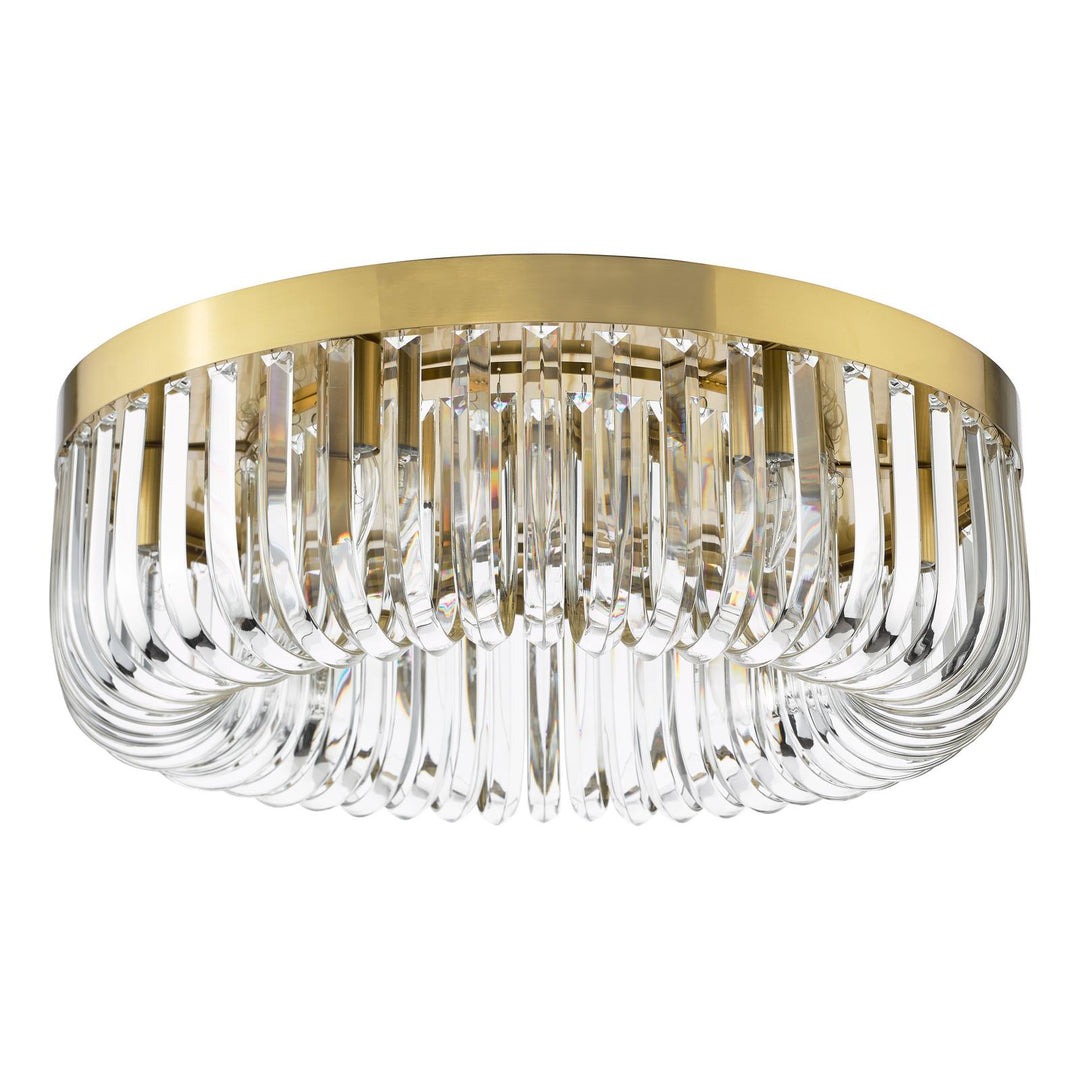 Dar SIG6435 Sigourney 6 Light Flush Satin Gold and Crystal