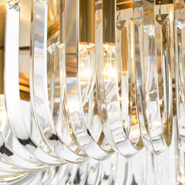 Dar SIG6435 Sigourney 6 Light Flush Satin Gold and Crystal