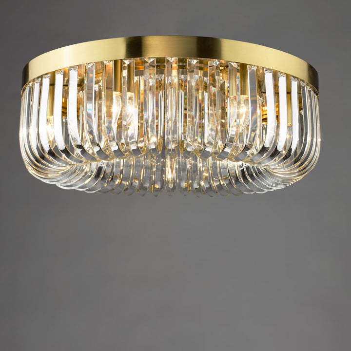 Dar SIG6435 Sigourney 6 Light Flush Satin Gold and Crystal