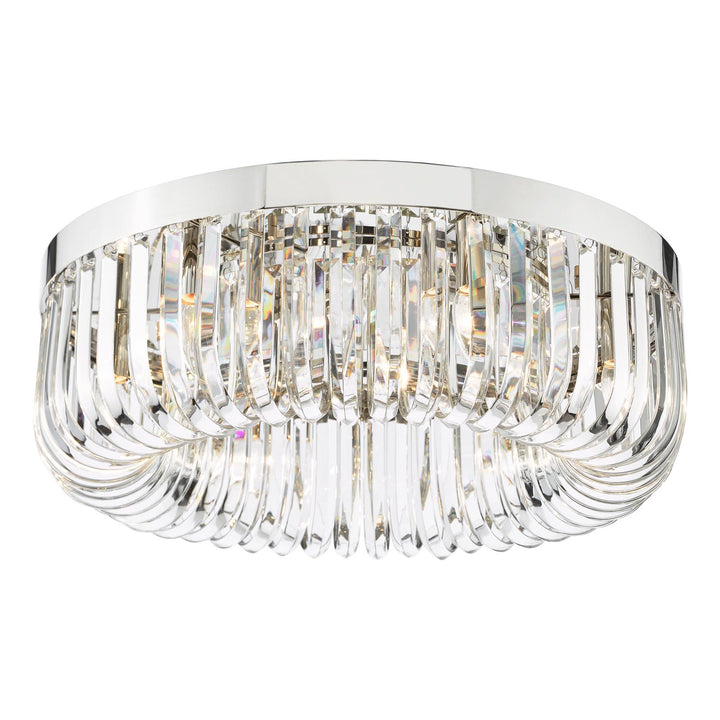 Dar SIG6438 Sigourney 6 Light Flush Polished Nickel and Crystal