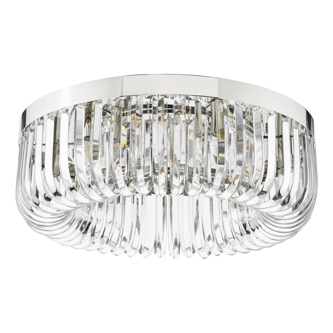 Dar SIG6438 Sigourney 6 Light Flush Polished Nickel and Crystal
