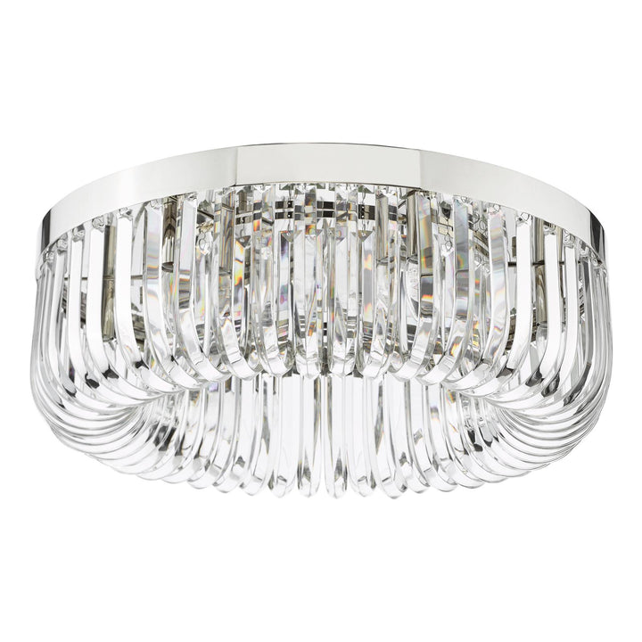 Dar SIG6438 Sigourney 6 Light Flush Polished Nickel and Crystal