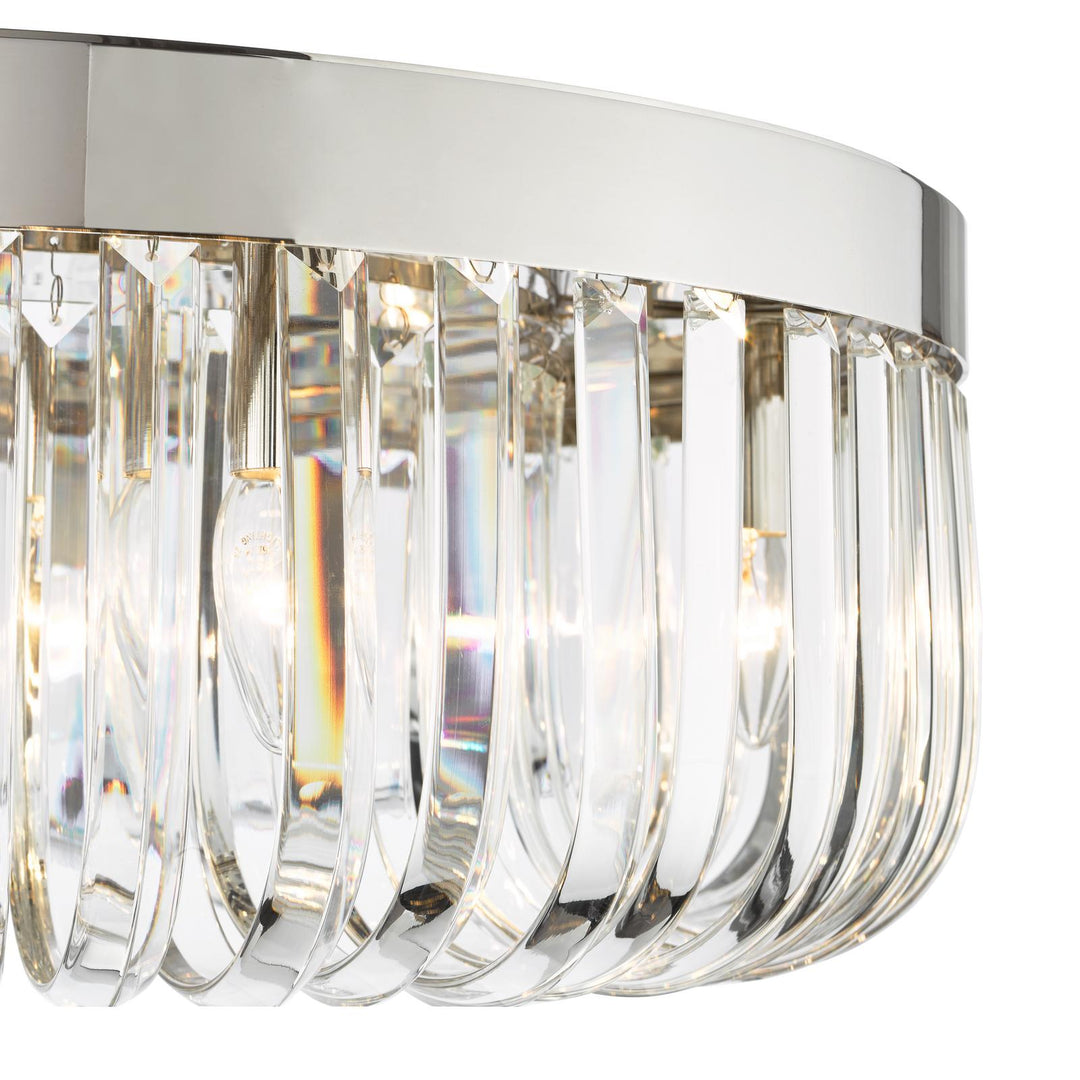 Dar SIG6438 Sigourney 6 Light Flush Polished Nickel and Crystal
