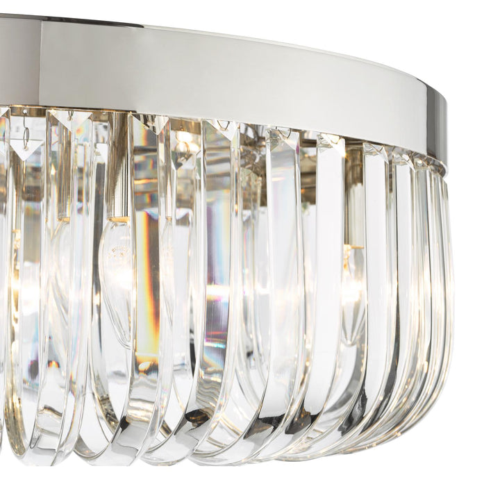 Dar SIG6438 Sigourney 6 Light Flush Polished Nickel and Crystal