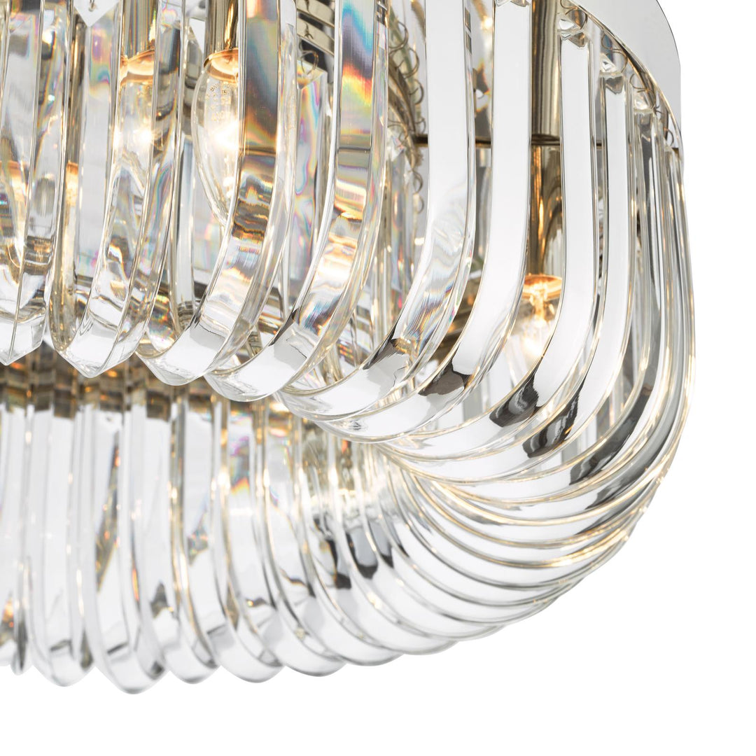 Dar SIG6438 Sigourney 6 Light Flush Polished Nickel and Crystal