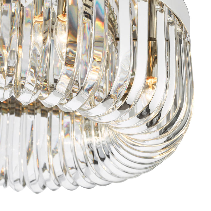 Dar SIG6438 Sigourney 6 Light Flush Polished Nickel and Crystal