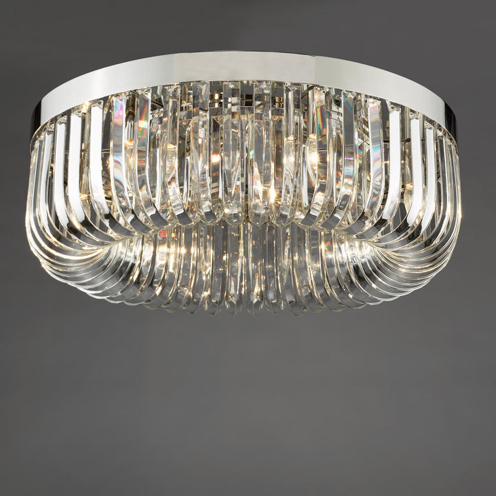 Dar SIG6438 Sigourney 6 Light Flush Polished Nickel and Crystal