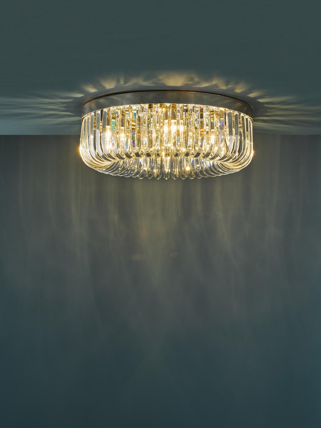 Dar SIG6438 Sigourney 6 Light Flush Polished Nickel and Crystal