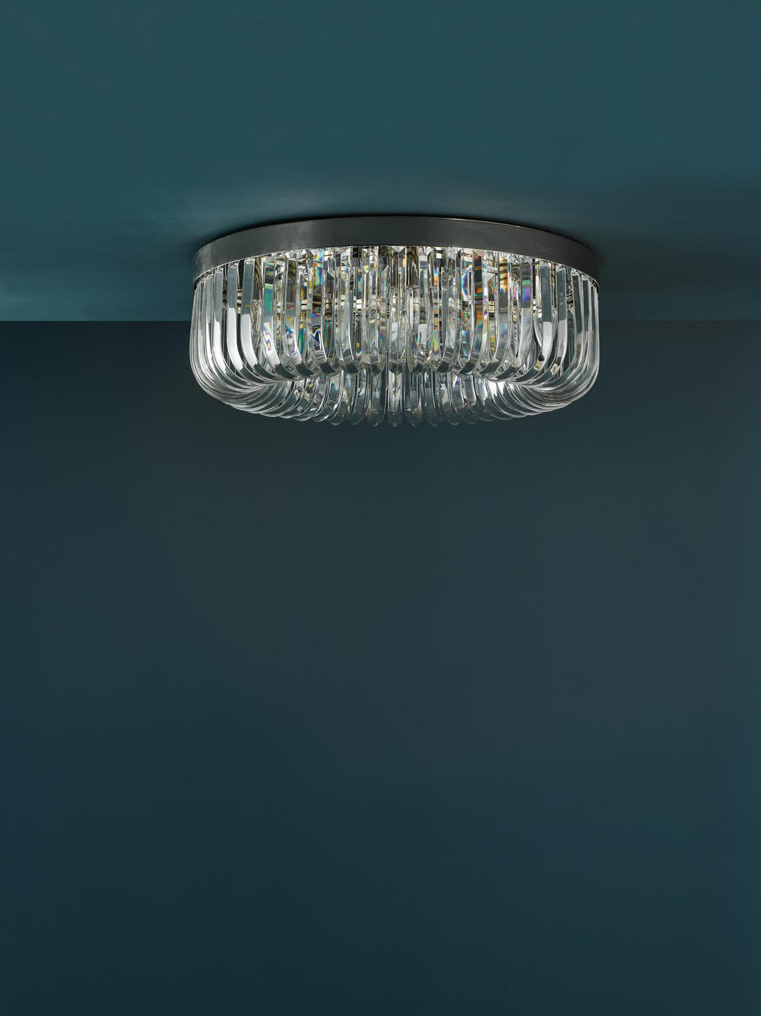 Dar SIG6438 Sigourney 6 Light Flush Polished Nickel and Crystal