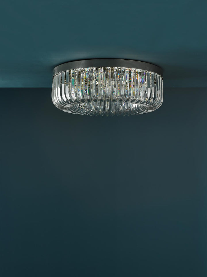 Dar SIG6438 Sigourney 6 Light Flush Polished Nickel and Crystal