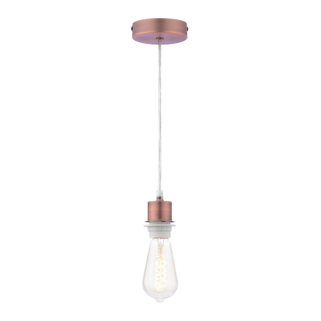 Dar SP64 1 Light E27 Suspension Aged Copper With Clear Cable