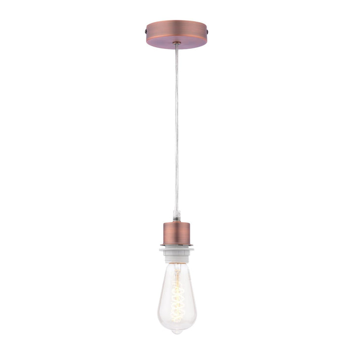 Dar SP64 1 Light E27 Suspension Aged Copper With Clear Cable