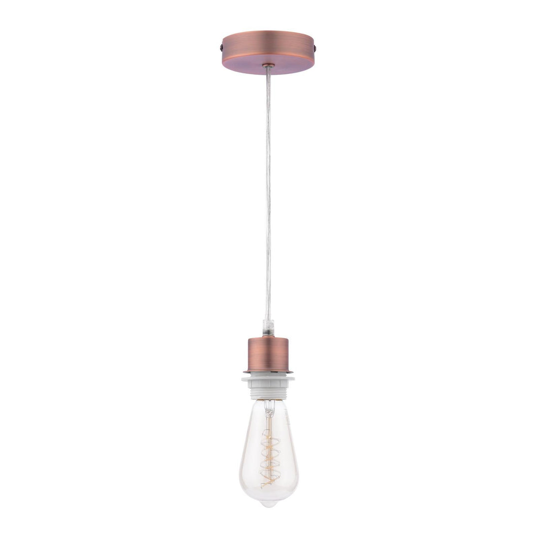 Dar SP64 1 Light E27 Suspension Aged Copper With Clear Cable