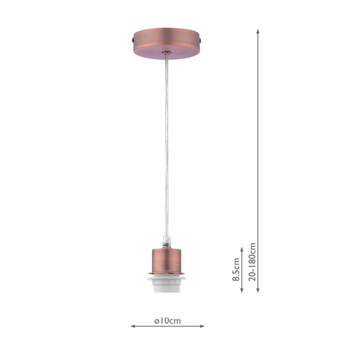 Dar SP64 1 Light E27 Suspension Aged Copper With Clear Cable
