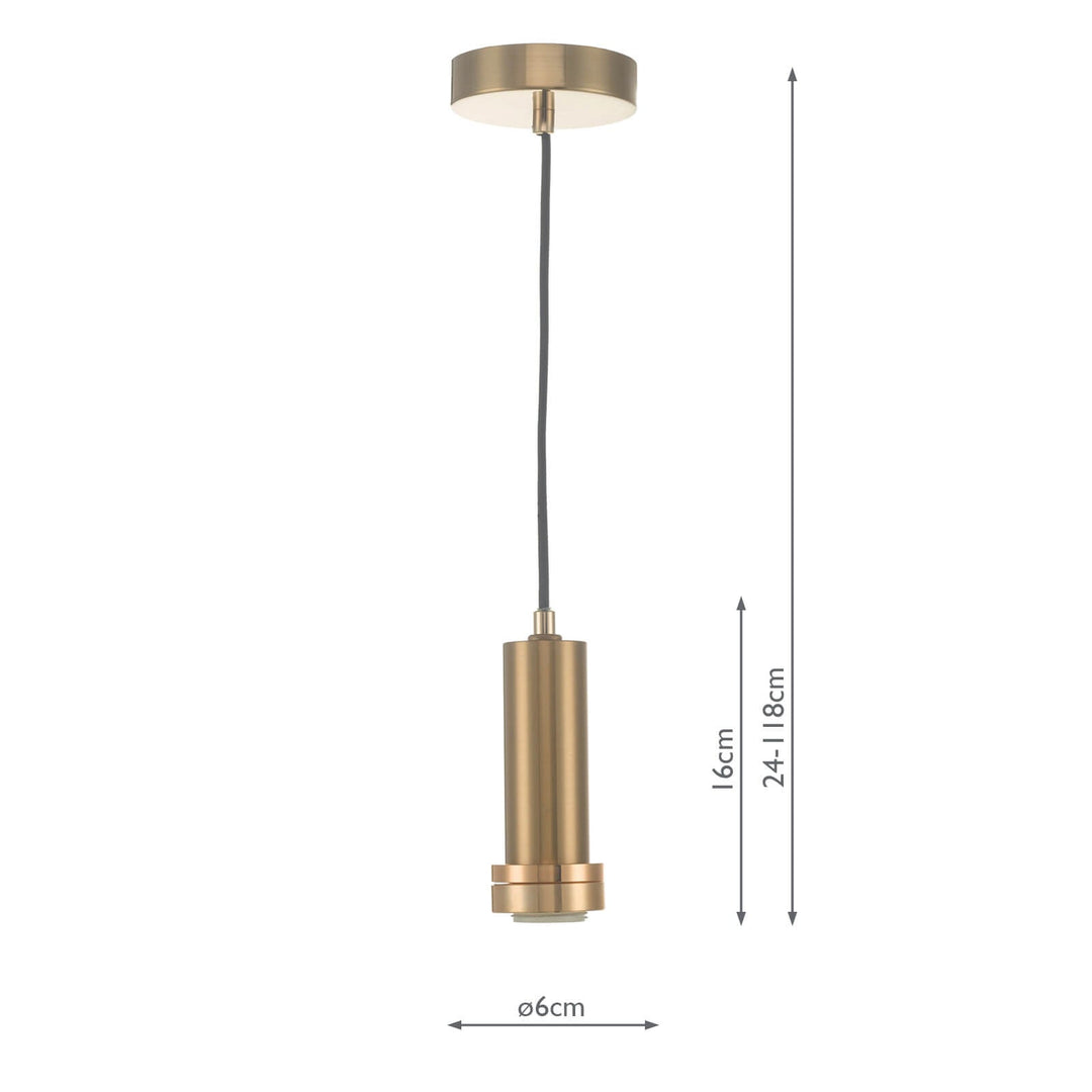 Dar SP6563 1 Light E27 Suspension Satin Bronze
