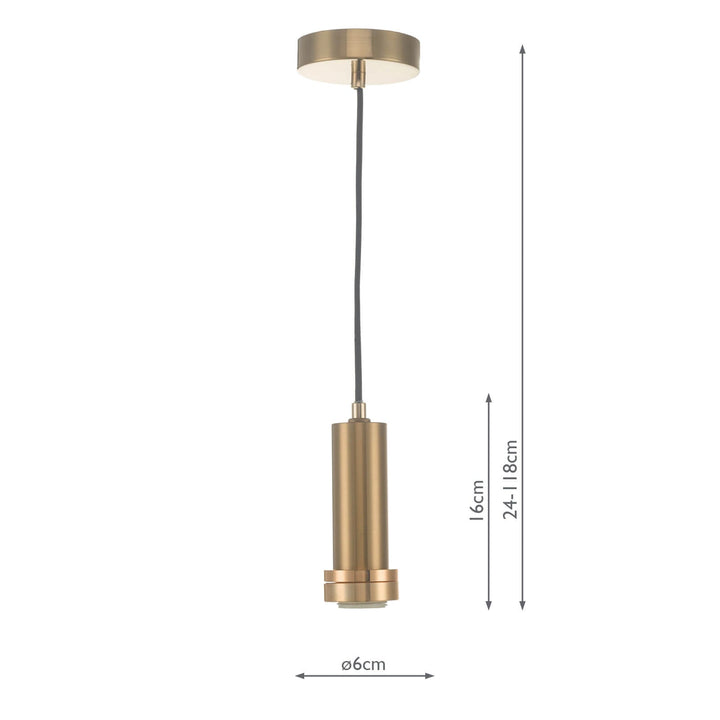 Dar SP6563 1 Light E27 Suspension Satin Bronze