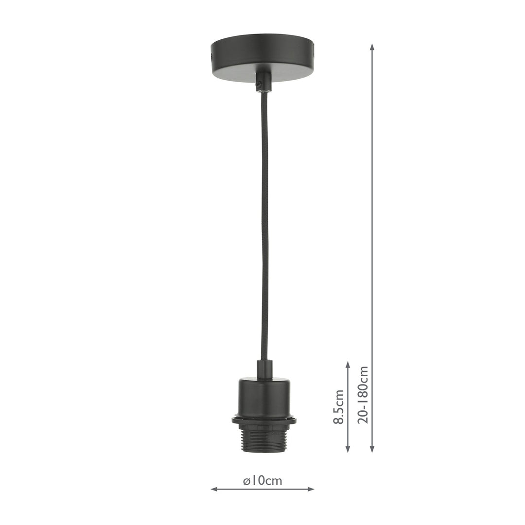 Dar SP69 1 Light E27 Suspension Matt Black With Black Cable