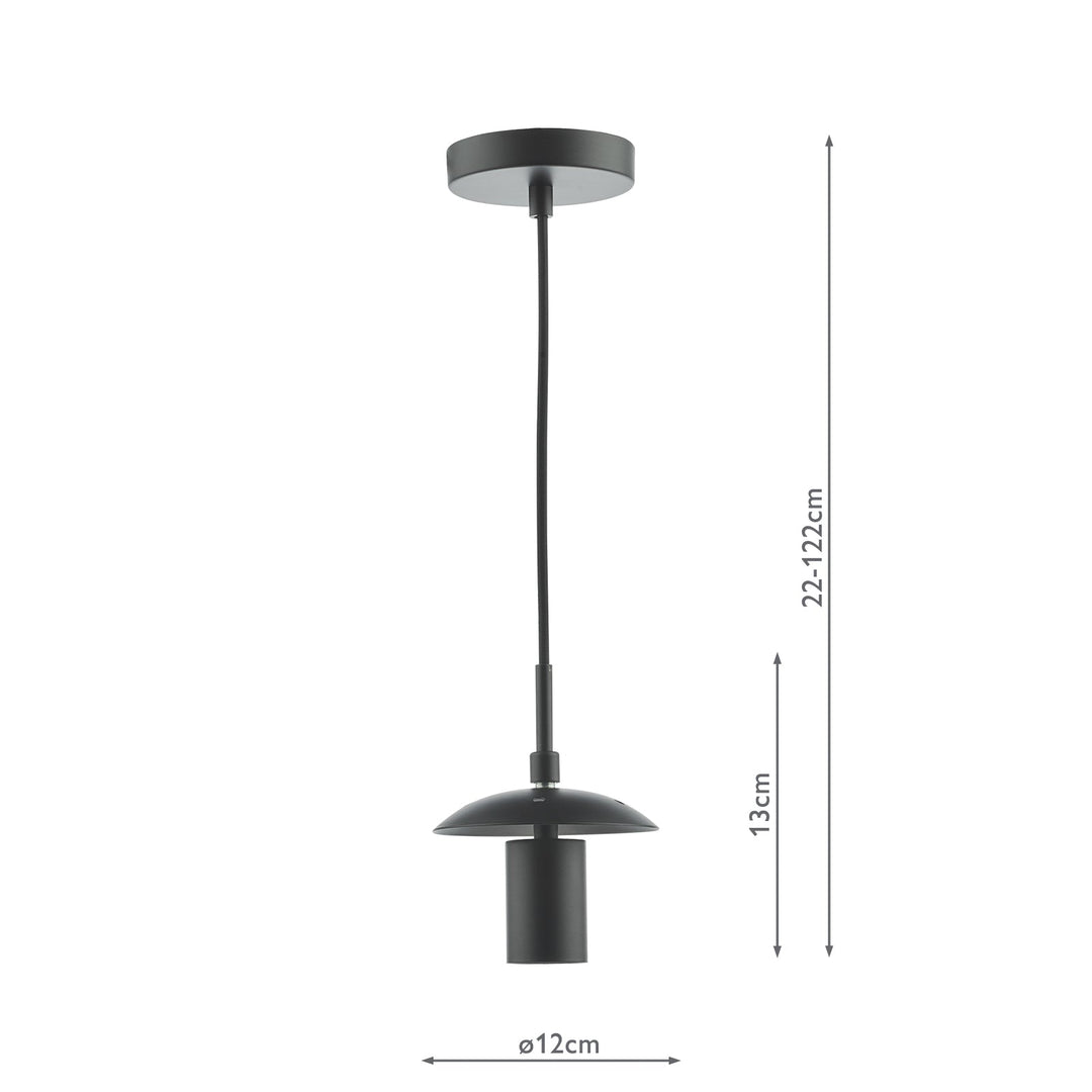 Dar SP72 1 Light E27 Suspension Matt Black