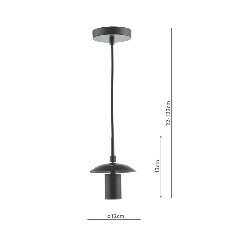 Dar SP72 1 Light E27 Suspension Matt Black