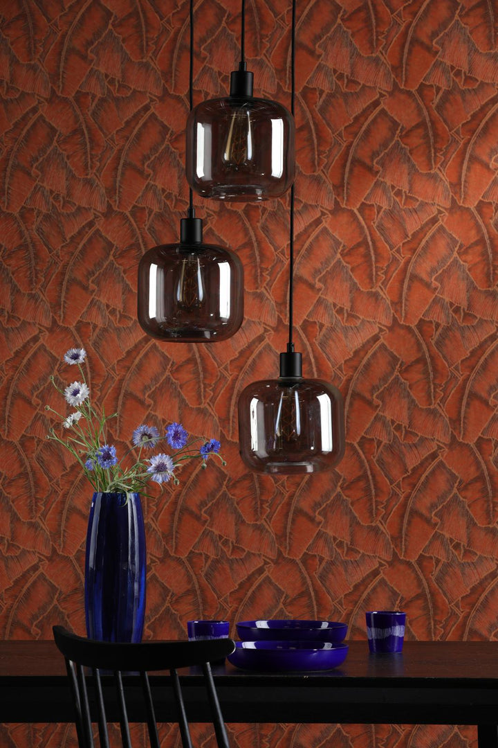Dar SPC0322-AID6510B 3 Light Cluster Pendant Matt Black and Smoked Glass