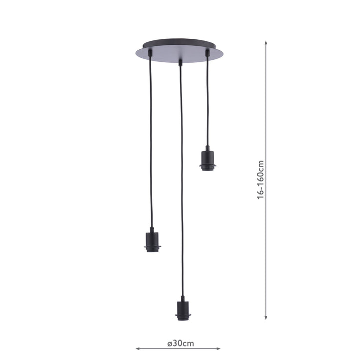 Dar SPC0322 3 Light Suspension Matt Black