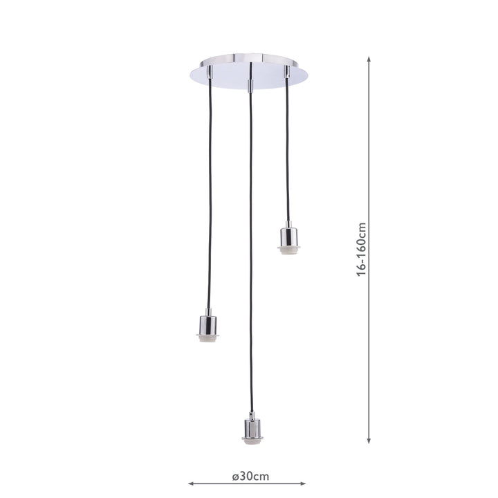 Dar SPC0350 3 Light Suspension Polished Chrome