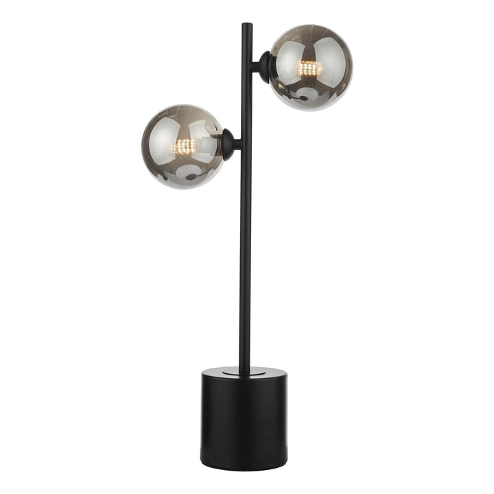 Dar SPI4222-01 Spiral 2 Light Table Lamp Matt Black With Smoked Glass