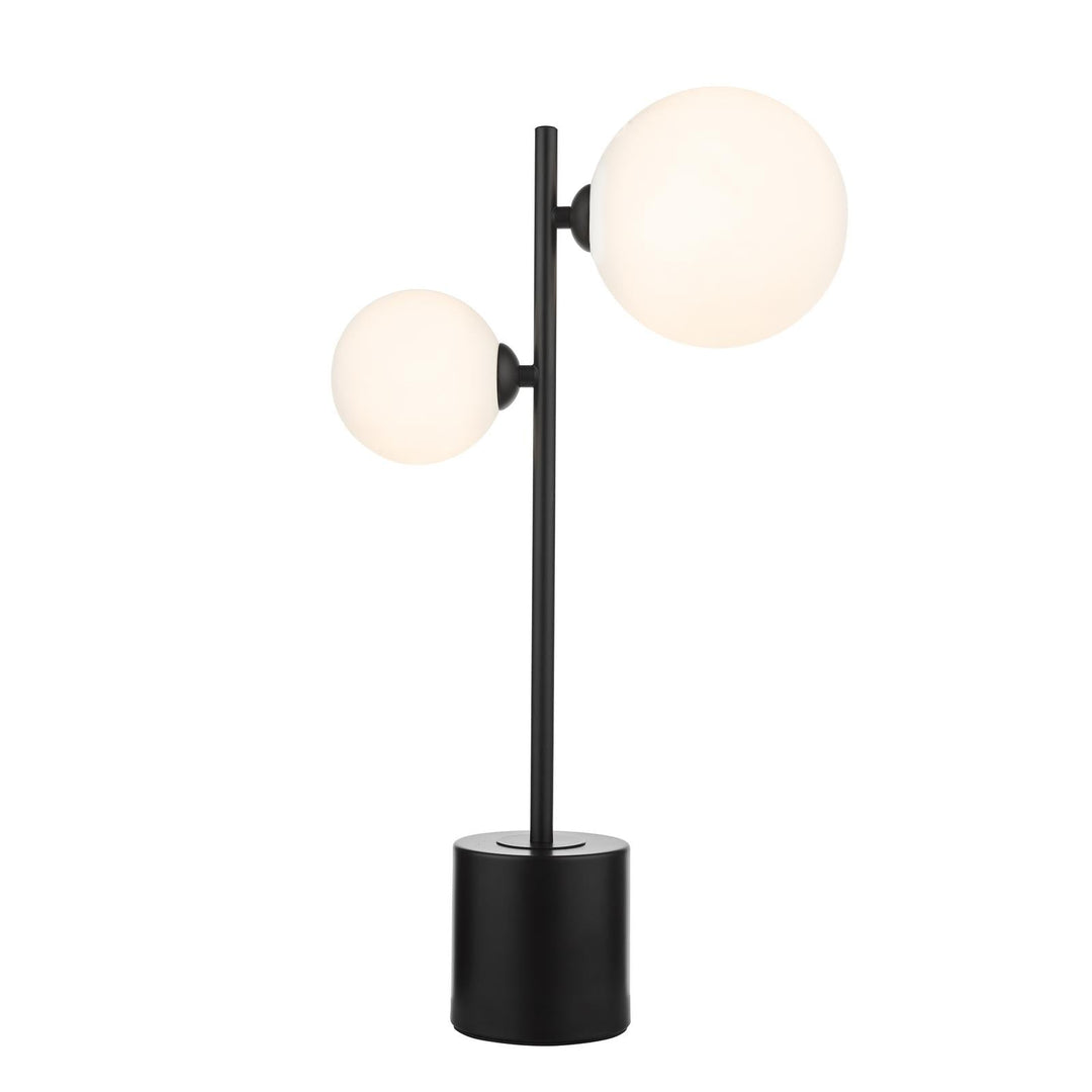 Dar SPI4222-02-23 Spiral 2 Light Table Lamp Matt Black and Opal Glass
