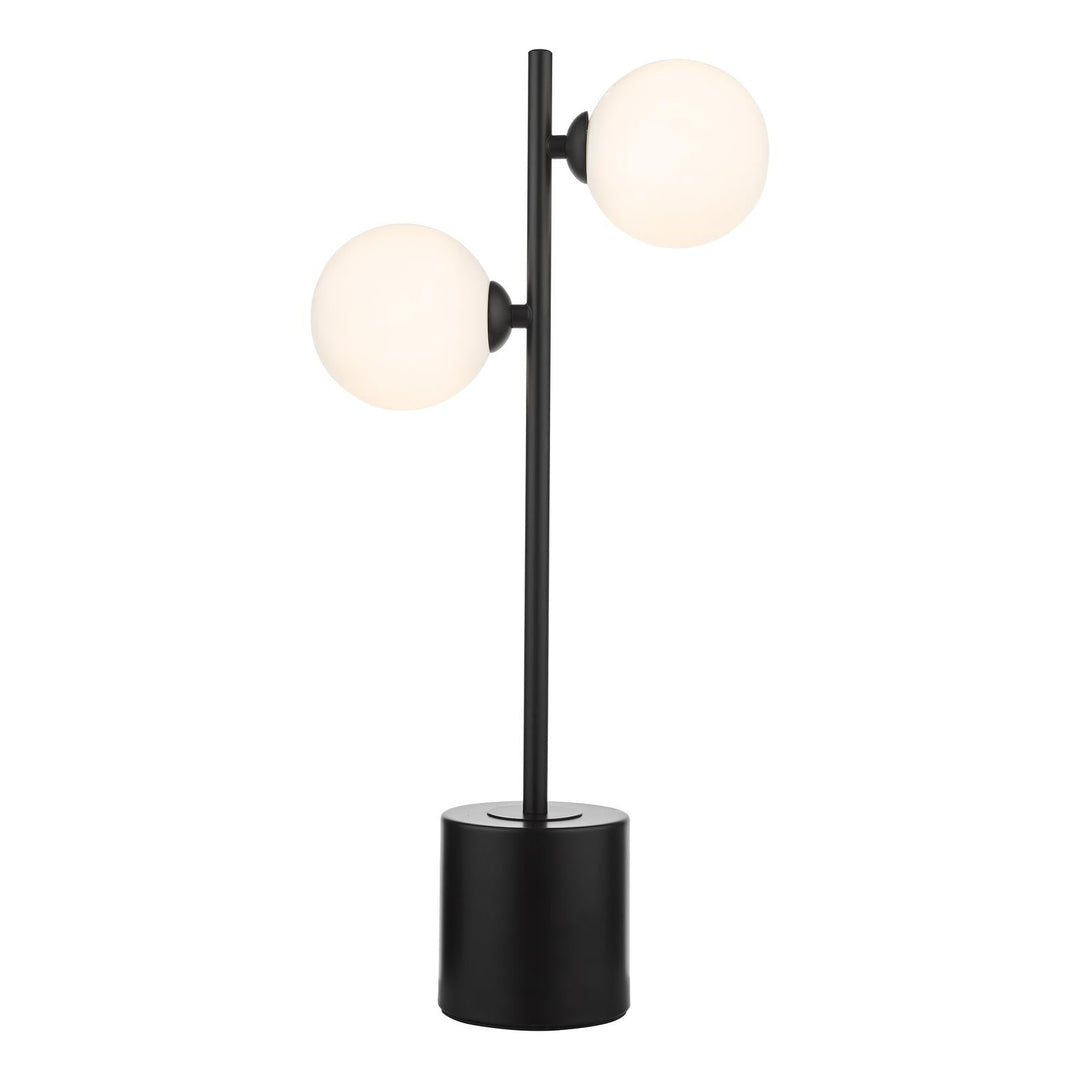 Dar SPI4222-02 Spiral 2 Light Table Lamp Matt Black With Opal Glass