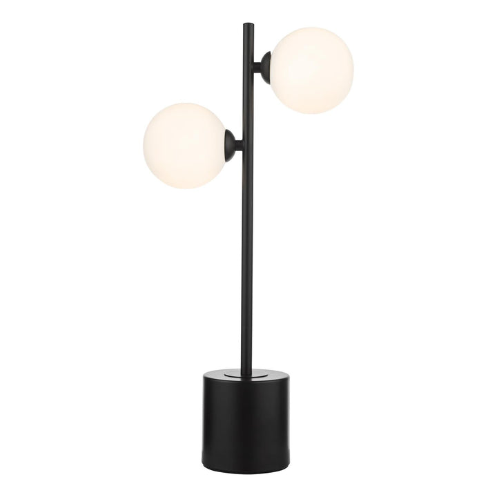 Dar SPI4222-02 Spiral 2 Light Table Lamp Matt Black With Opal Glass
