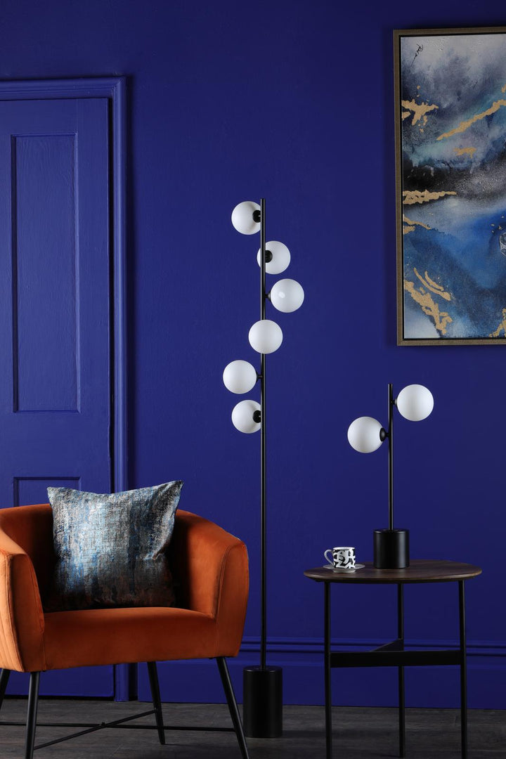 Dar SPI4222-02 Spiral 2 Light Table Lamp Matt Black With Opal Glass