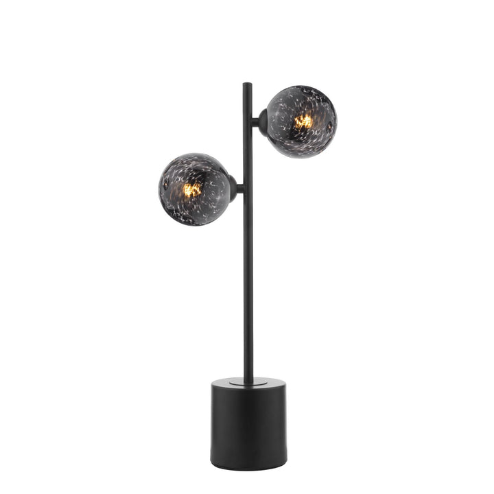 Dar SPI4222-21 Spiral 2 Light Table Lamp Matt Black With Black Confetti Glass